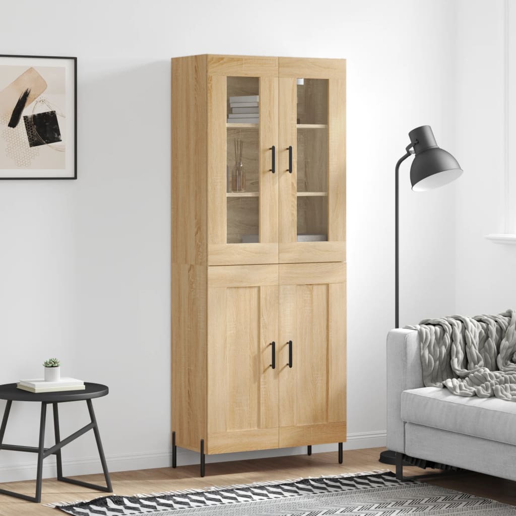 Aparador Alto Madera Contrachapada Color Roble 69,5x34x180 Cm_0