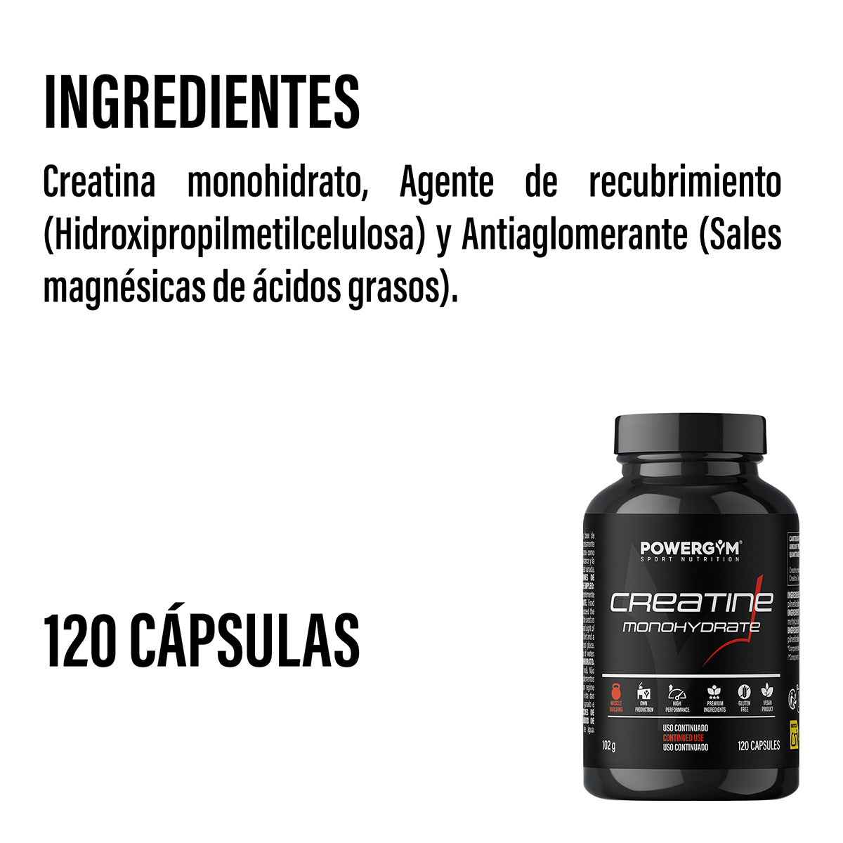 Creatina Powergym 120 Cápsulas