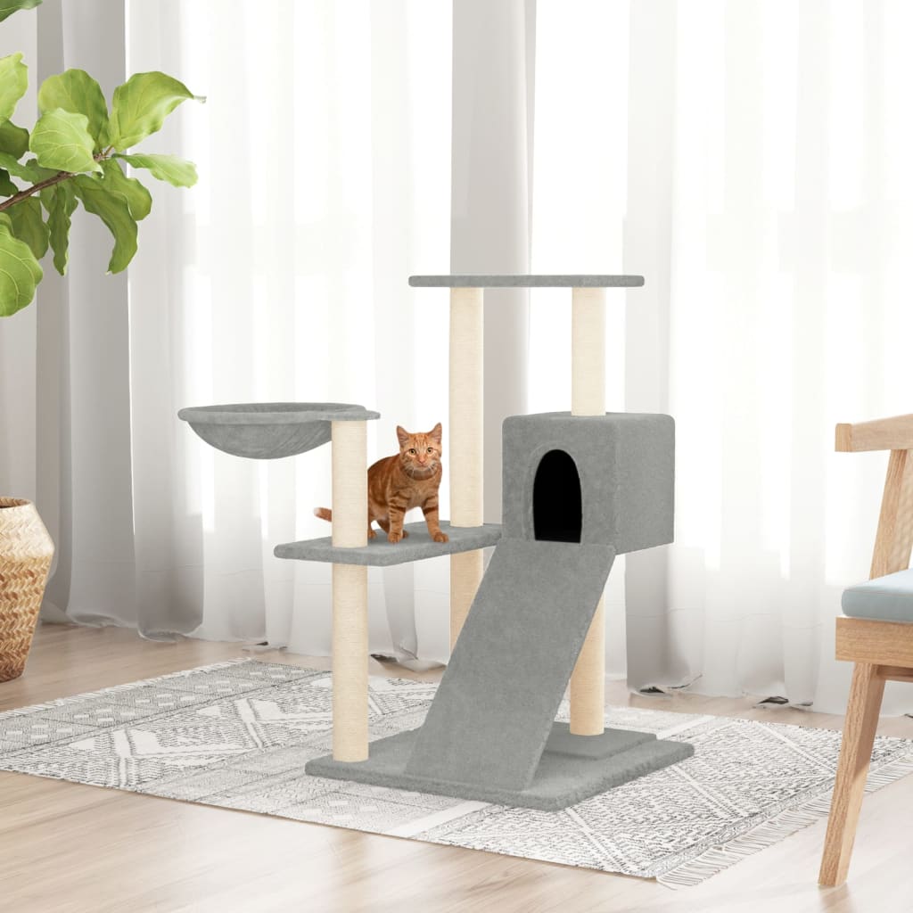 Rascador Para Gatos Con Postes De Sisal Gris Claro 82 Cm_1