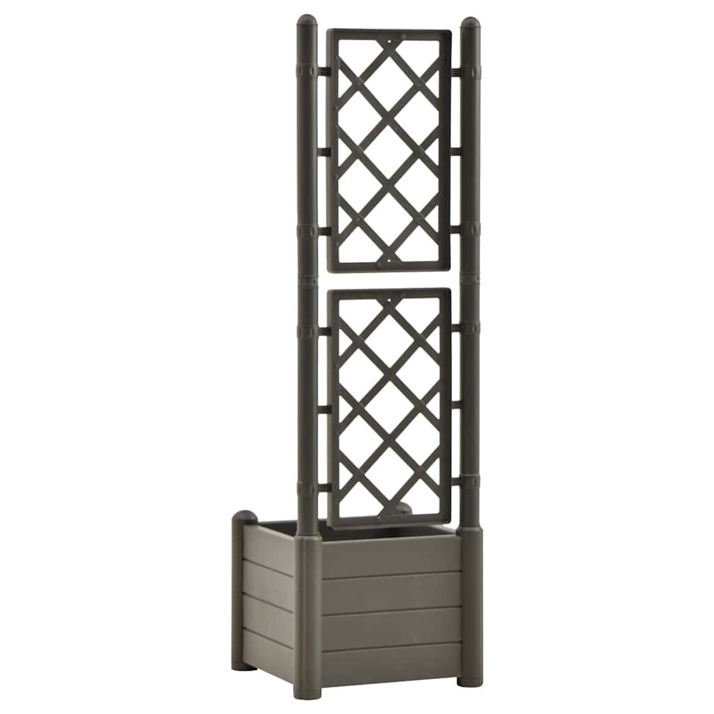 Jardinera Con Enrejado Pp Gris Antracita 43x43x142 Cm_5
