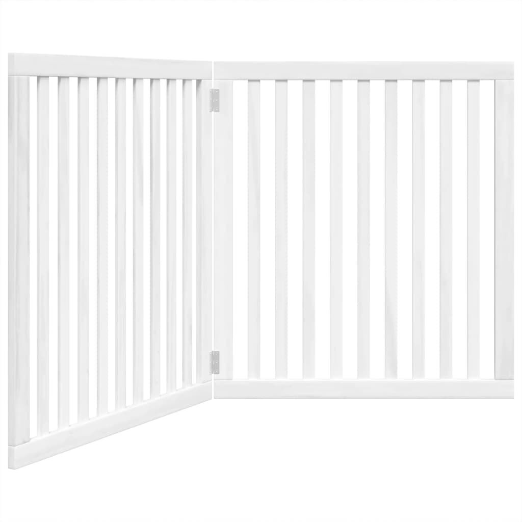 Vidaxl Puerta Para Perros Plegable 2 Paneles Madera Álamo Blanca 160cm_0
