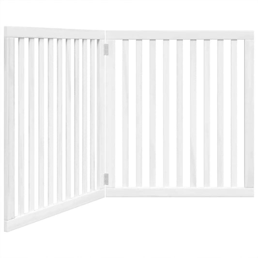 Vidaxl Puerta Para Perros Plegable 2 Paneles Madera Álamo Blanca 160cm_0