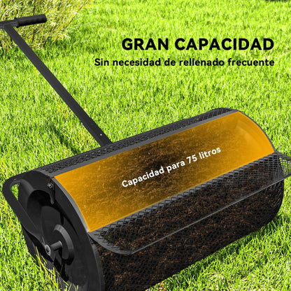 Outsunny Esparcidor De Compost 75l 70x40x112 Cm Con Asa Ajustable Y Cesto_3