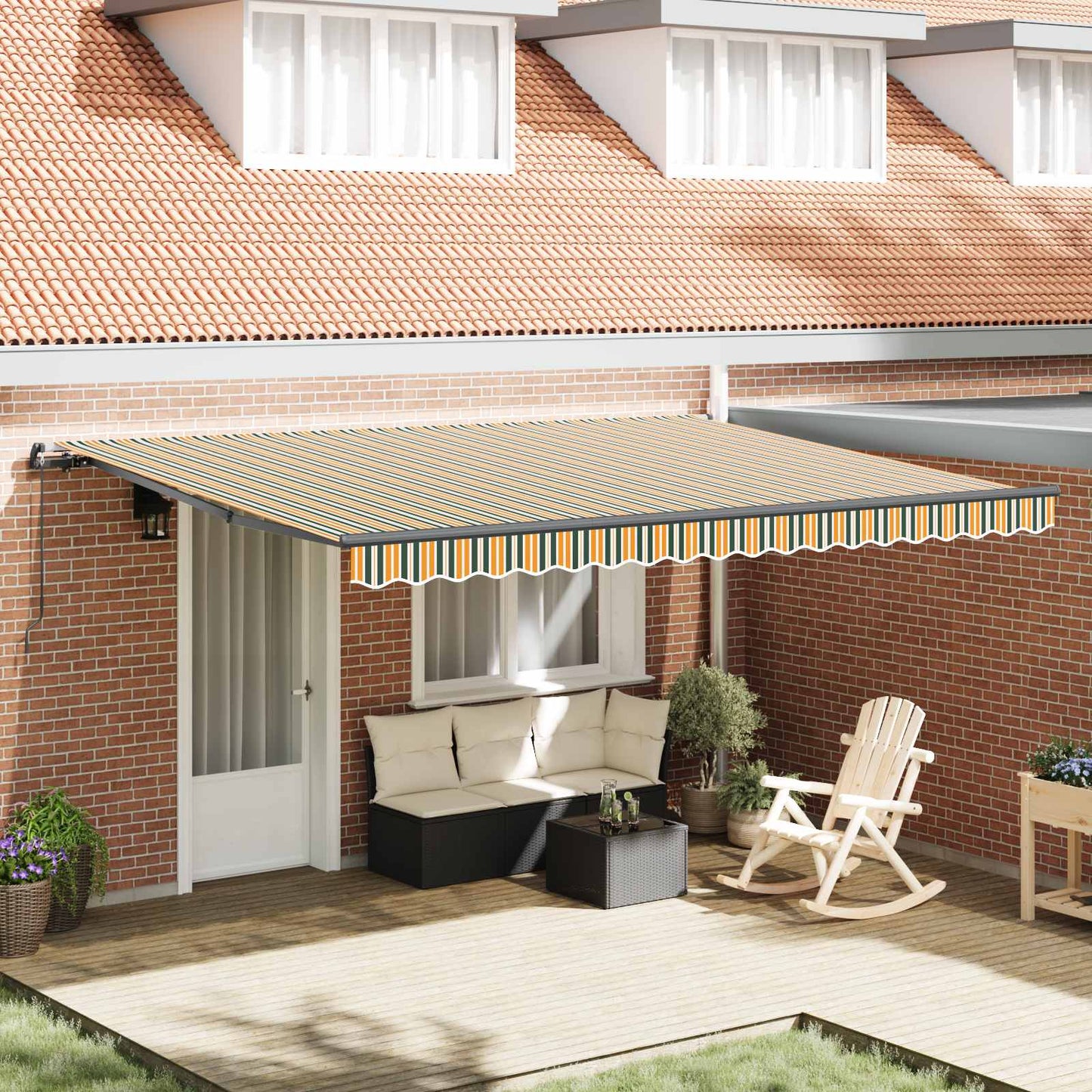 Toldo Retráctil Verde Y Amarillo 450 X 300 Cm_1