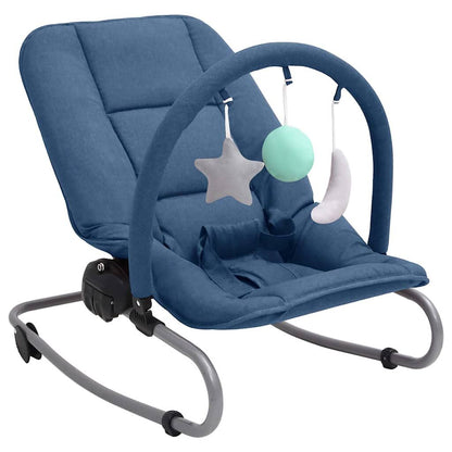 Vidaxl Hamaca Mecedora Para Bebés De Acero Azul Marino_0