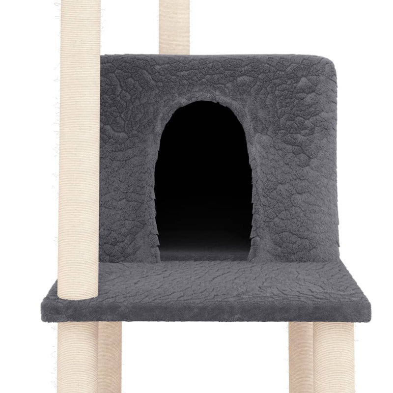 Vidaxl Rascador Para Gatos Con Postes De Sisal Gris Oscuro 144,5 Cm_5