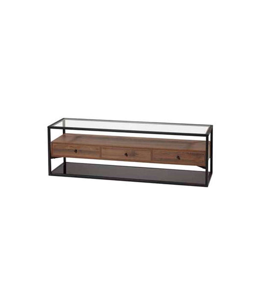 Mueble Para Televisión 2 Puertas Modelo Murano Tv-1003, Acabado Roble/negro, 140cm(ancho) 45cm(alto) 40cm(fondo)._0