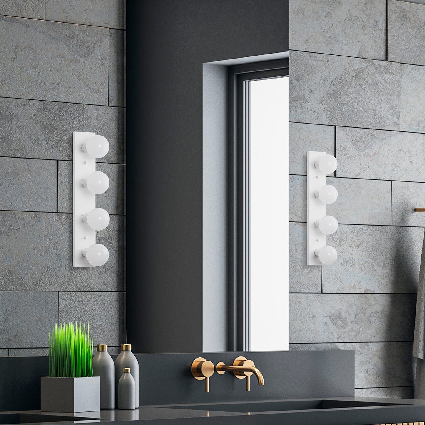 Aplique De Pared, Metal , Blanco, 10x10x60, Casquillo 4 X E27 Max 40 W_3