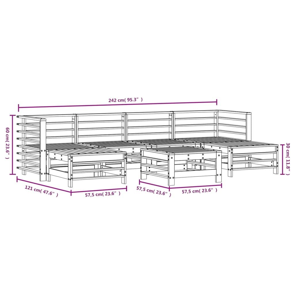 Vidaxl Juego De Muebles De Jardín 7 Piezas Madera Maciza De Pino Gris_2