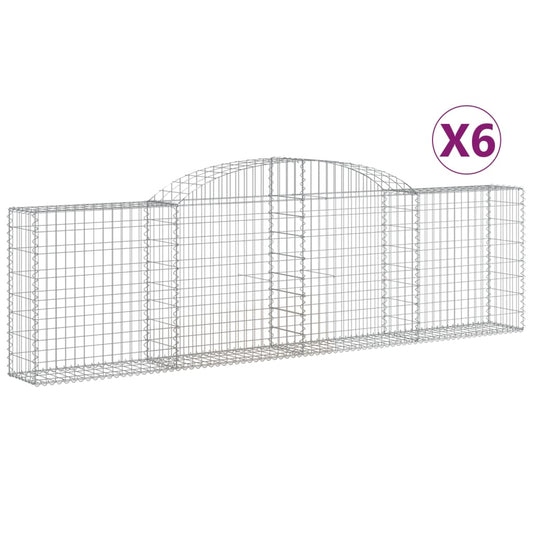 Cestas De Gaviones 6 Uds Forma De Arco Hierro 300x30x80/100 Cm_0