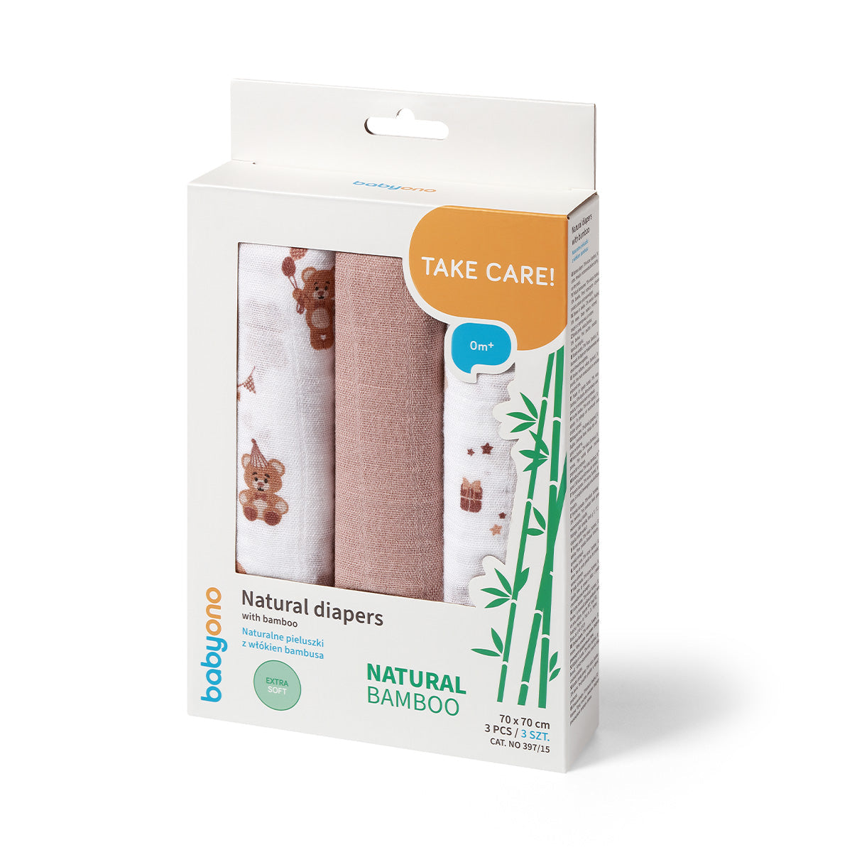Pack 3 Muselinas Bambú Organico 70x70 Cm Canela_1