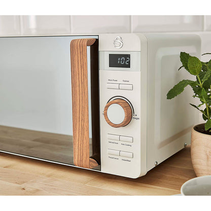 Swan Nordic Microondas Digital, 20l, 6 Niveles, Temporizador, Tirador Efecto Madera, Diseño, Sm22036whtneu, Blanco 800w_2