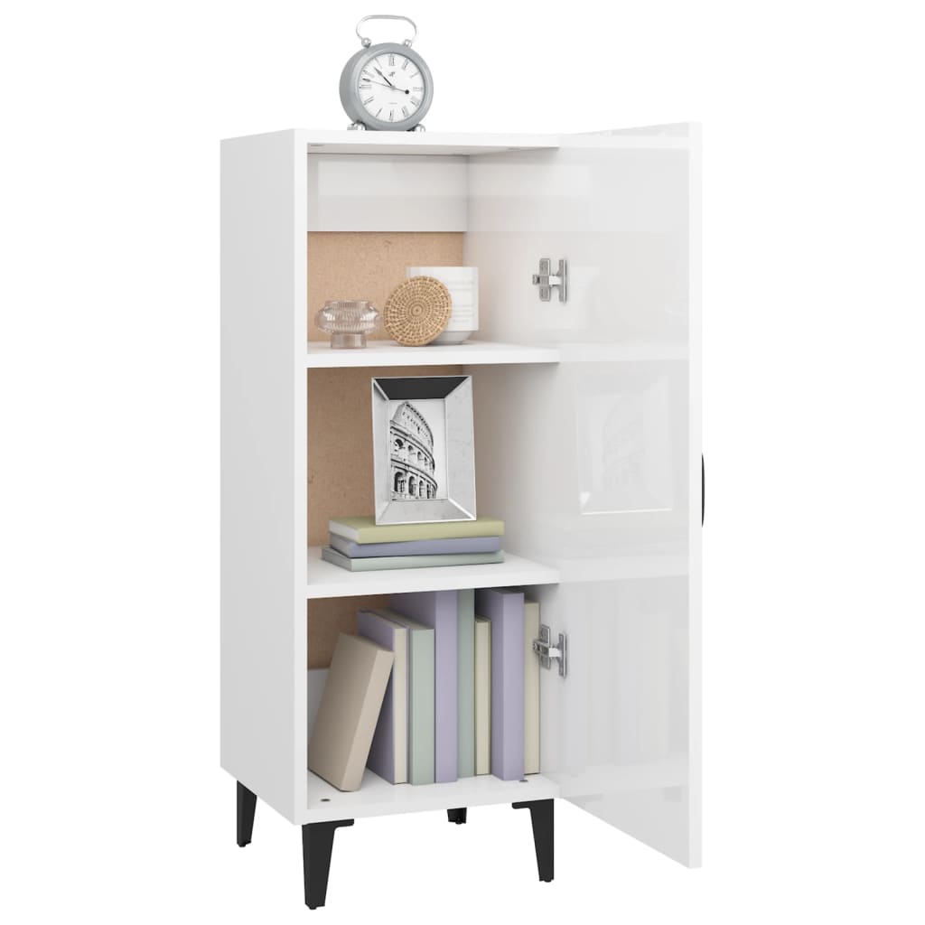 Aparador De Madera Contrachapada Blanco Brillante 34,5x34x90 Cm / Vetonek_0