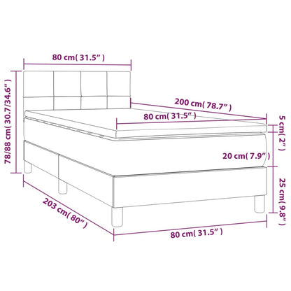 Cama Box Spring Colchón Y Luces Led Tela Marrón Oscuro 80x200cm / Vetonek_2
