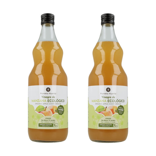 Pack 2x Vinagre de manzana ECO crudo sin filtrar con la madre Planeta Huerto 1L