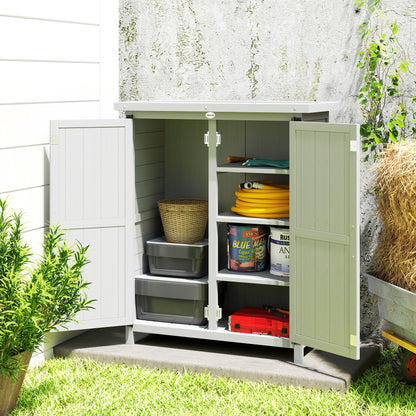 Outsunny Caseta De Jardín De Madera 75x40x90 Cm Con 4 Estantes 2 Puertas Gris_1