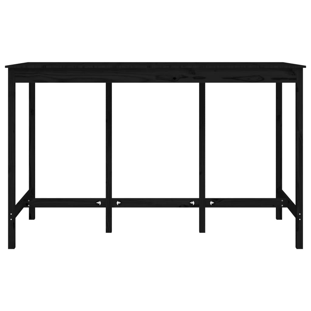Mesa Alta De Bar Madera Maciza De Pino Negra 180x80x110 Cm_1