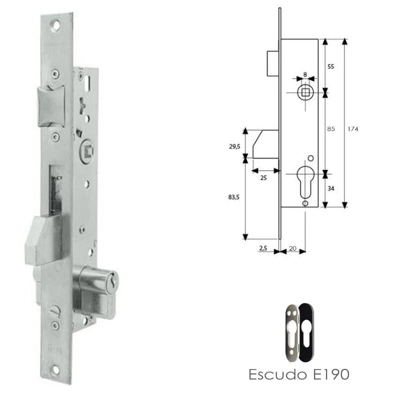 Cerradura Tesa 2210/20/3ni Con Escudo De Seguridad E190 Con Sistema Antipalanqueta_1