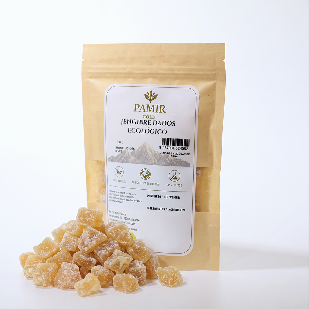 Jengibre ecológico en dados con azúcar de caña 150 g - Pamir Gold_2