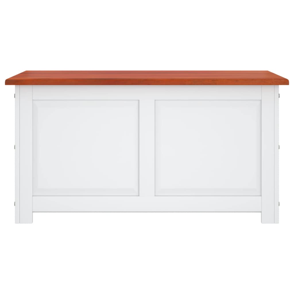 Baúl De Almacenaje Con Tapa Madera De Acacia Marrón Y Blanco_3