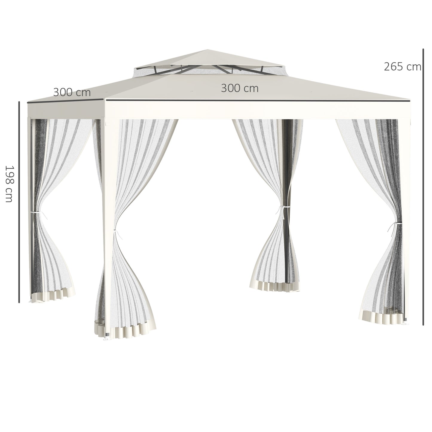 Outsunny Carpa De Jardín 3x3 M Con 4 Mosquiteras Y Techo De Ventilación Beige_2