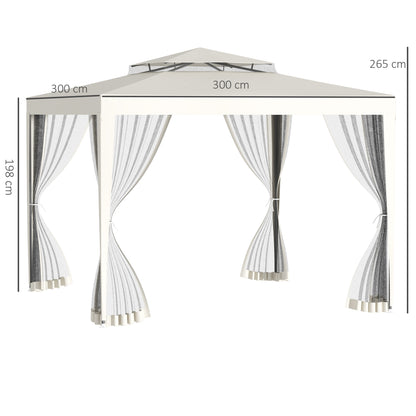 Outsunny Carpa De Jardín 3x3 M Con 4 Mosquiteras Y Techo De Ventilación Beige_2