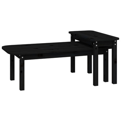 Juego De Mesas De Centro 2 Piezas Madera Maciza De Pino Negro_0