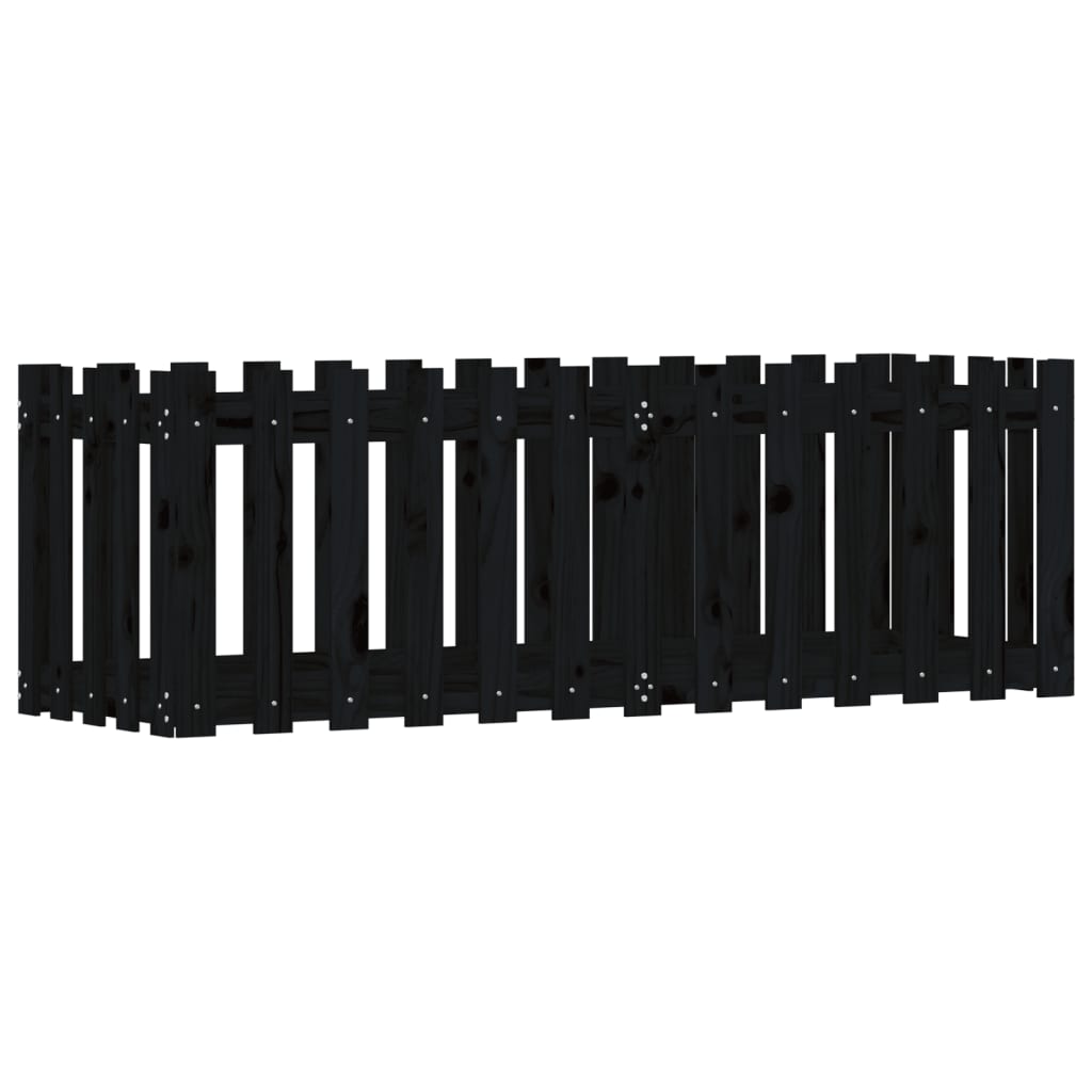 Arriate Elevado Jardín Con Valla Madera Pino Negro 150x50x50cm_3