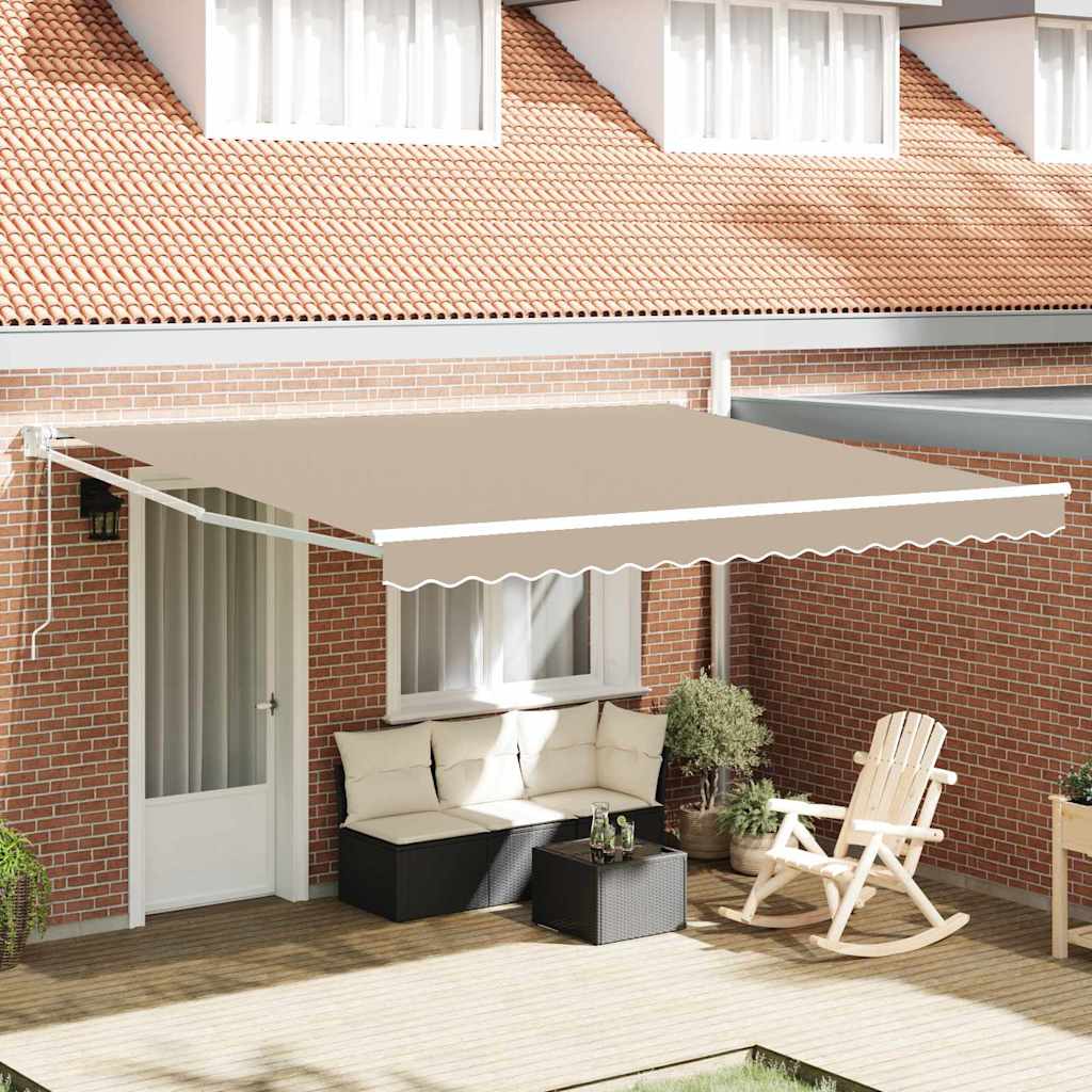 Toldo Retráctil Beige 400 X 300 Cm Poliéster Y Metal_1