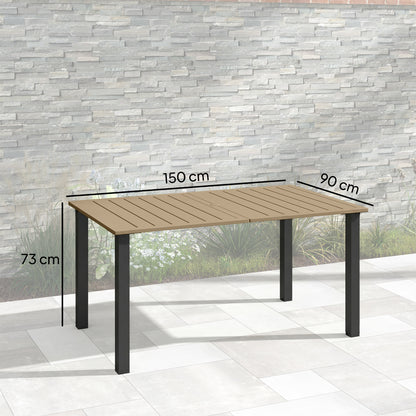 Outsunny Mesa De Jardín Rectangular 150x90x73 Cm Con Orificio Para Sombrilla_2