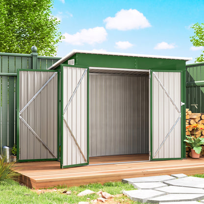 Caseta De Jardín Outsunny Acero Galvanizado Verde 234x132x185 Cm_1