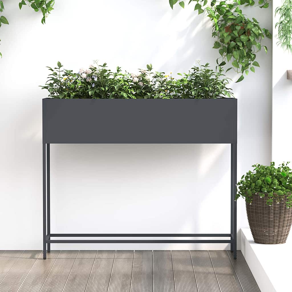 Jardinera Elevada Antracita 100 X 26 X 82 Cm Acero_1