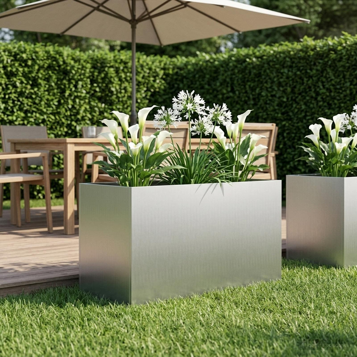Macetero De Jardín Plateado 100 X 50 X 50 Cm Acero Galvanizado_1