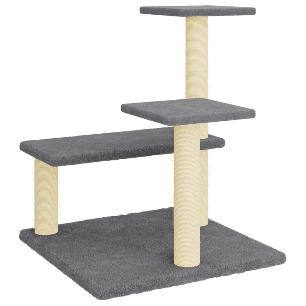 Vidaxl Rascador Para Gatos Con Postes De Sisal Gris Oscuro 61 Cm_4