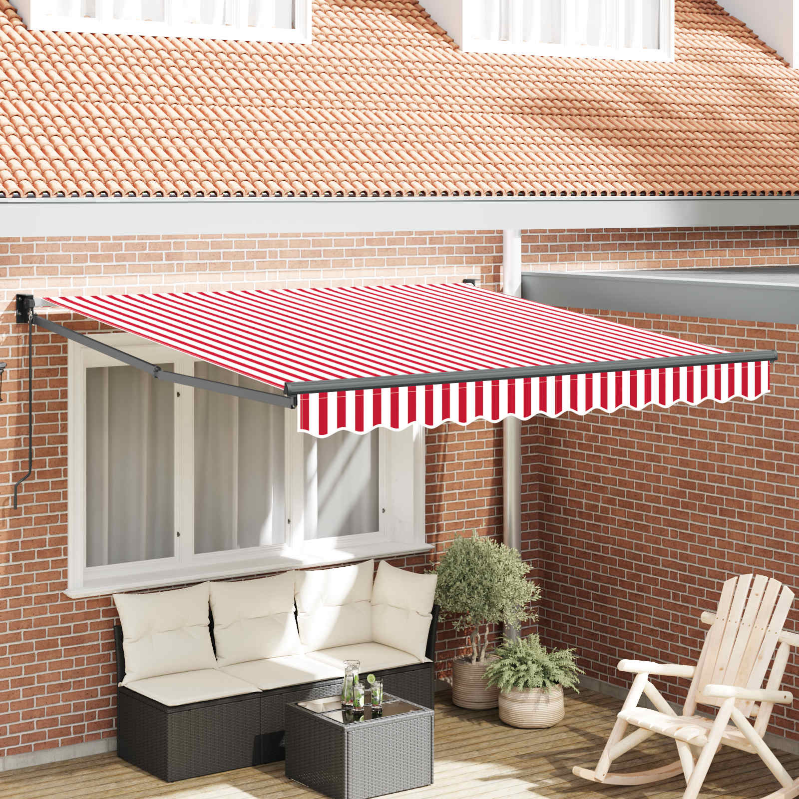 Toldo Retráctil Rojo Y Blanco 300 X 250 Cm_1