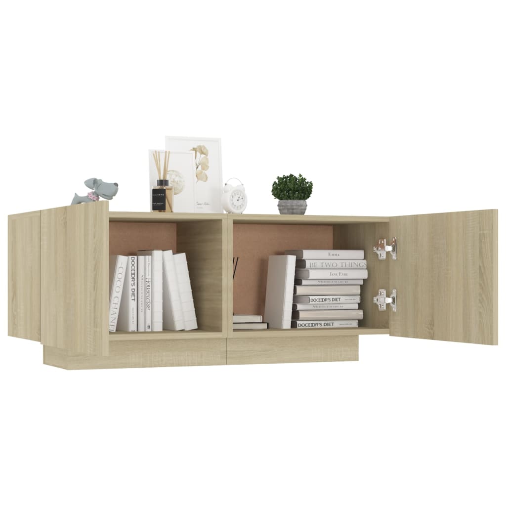 Mesita De Noche Madera De Ingeniería Roble Sonoma 100x35x40 Cm_2