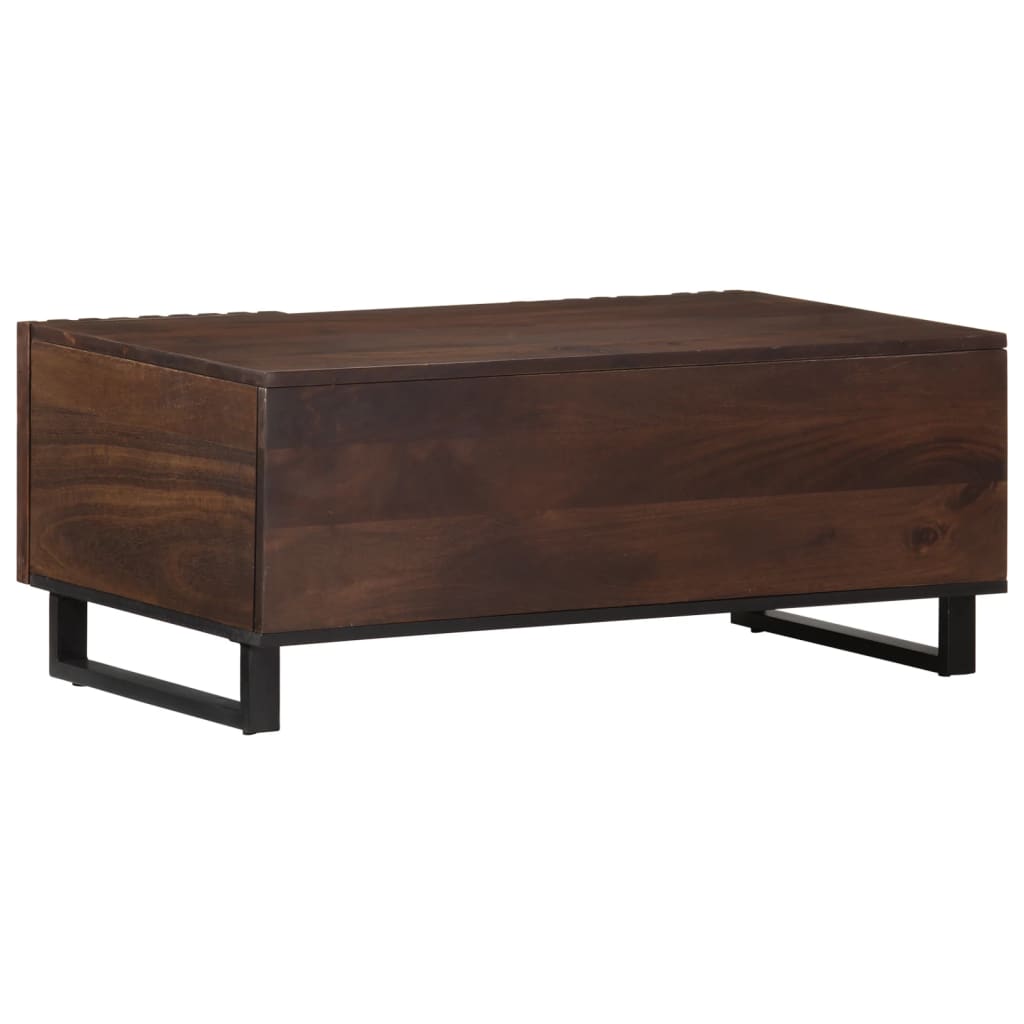 Mesa De Centro De Madera Maciza Mango Marrón 100x55x40 Cm_2