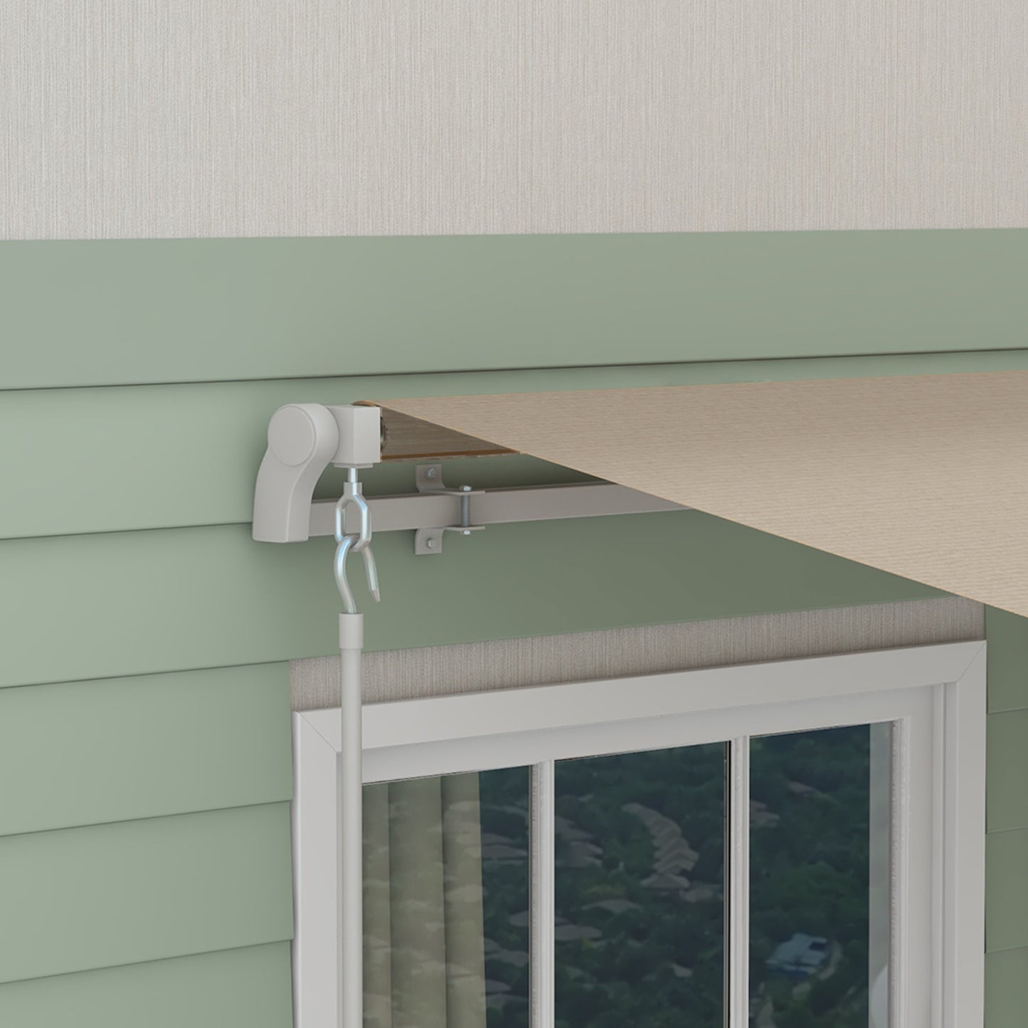 Outsunny Toldo Manual Plegable De Aluminio Con Manivela 395x245 Cm Beige_4
