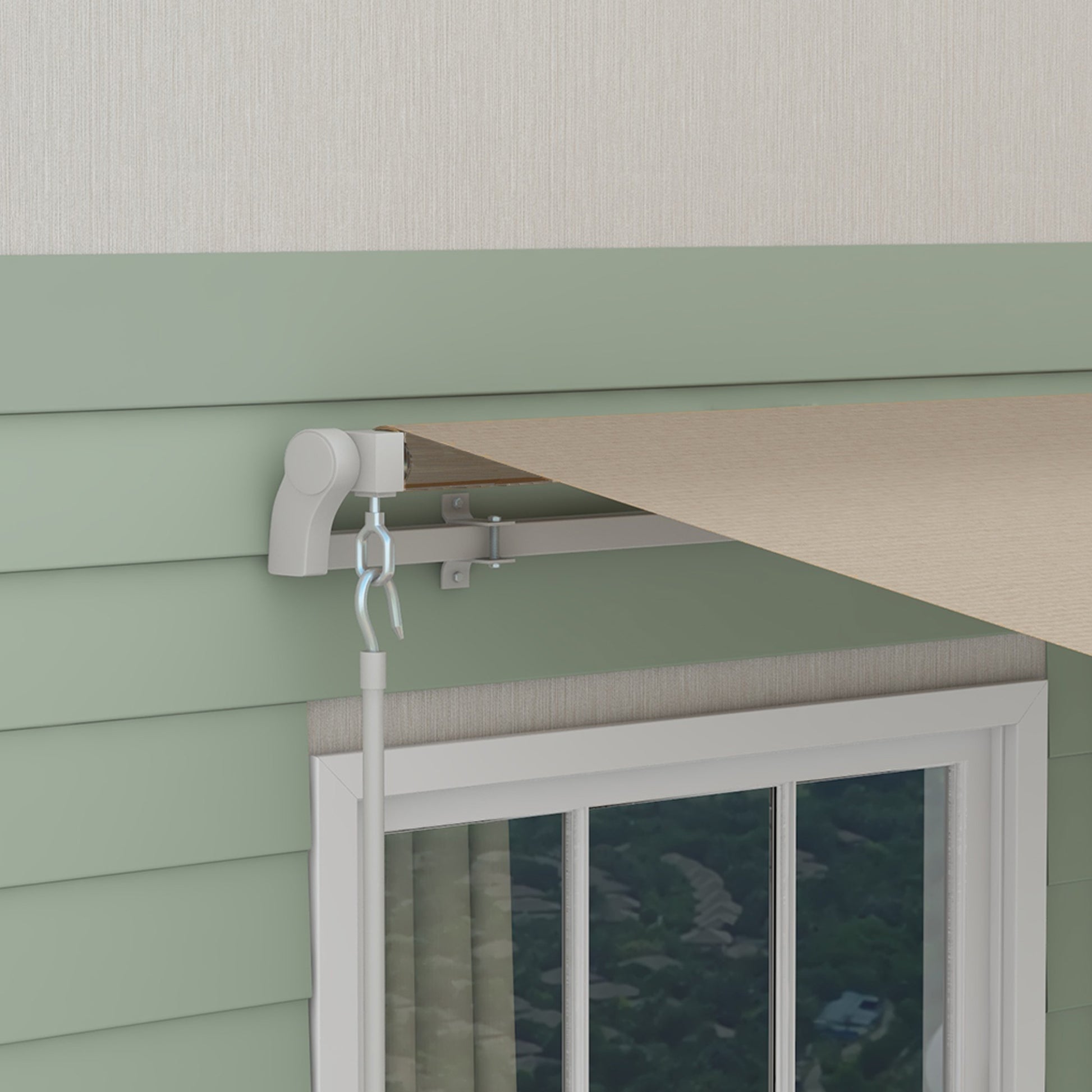 Outsunny Toldo Manual Plegable De Aluminio Con Manivela 395x245 Cm Beige_4