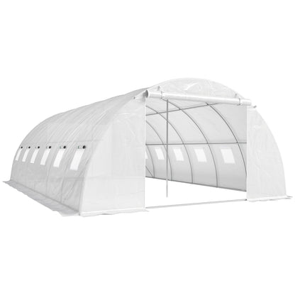 Invernadero De Túnel Outsunny Pe, Acero Galvanizado Blanco 595x395x199 Cm_0