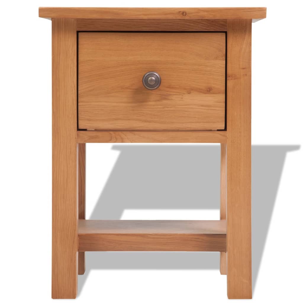 Mesita De Noche De Madera De Roble Maciza 36x30x47 Cm_0