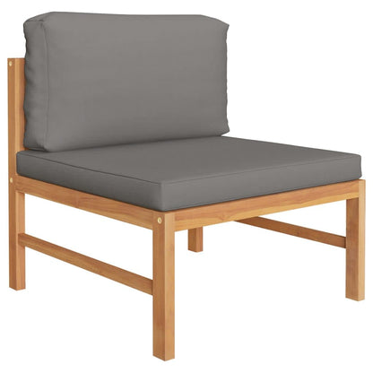 Vidaxl Set De Muebles De Jardín 8 Pzas Madera De Teca Y Cojines Gris_3