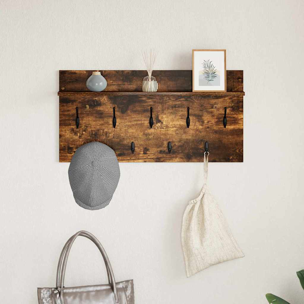 Perchero De Pared Con Estante Roble Ahumado 80 X 40 X 12 Cm_3