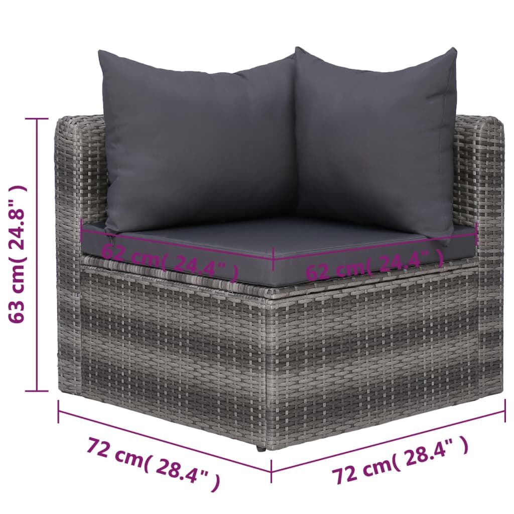 Vidaxl Set De Sofás De Jardín 7 Piezas Y Cojines Ratán Sintético Gris_2