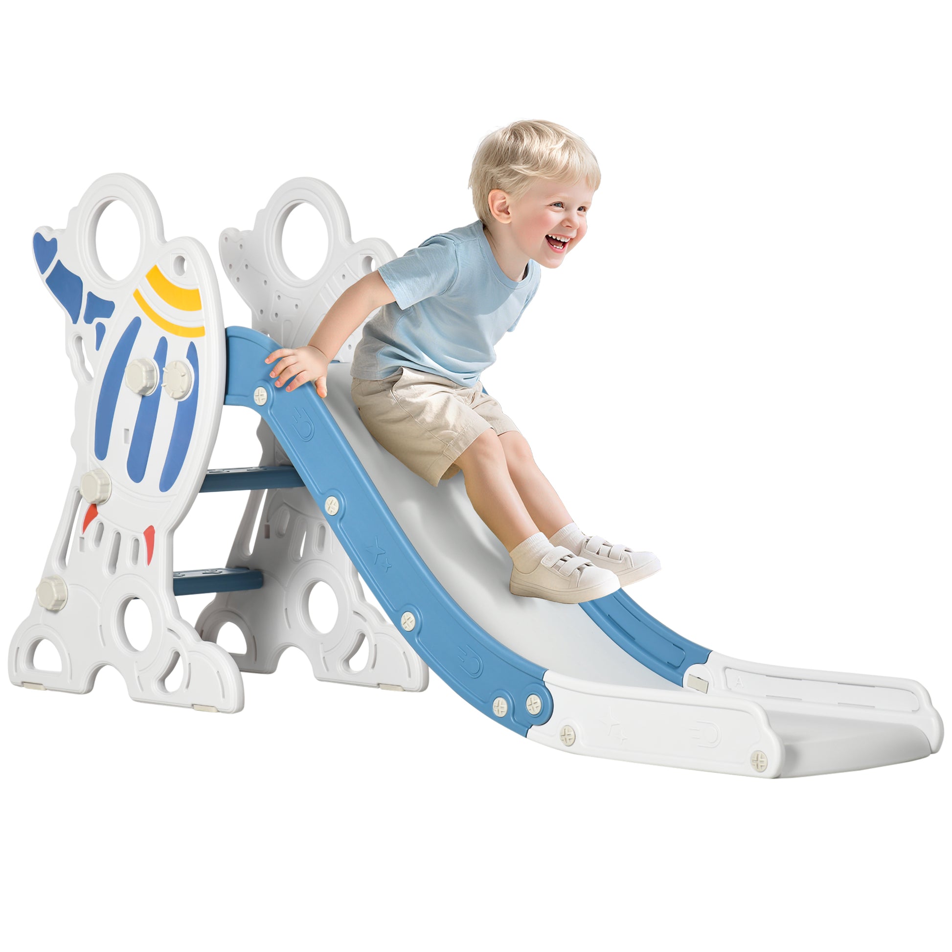 Aiyaplay Tobogán Para Niños De 18-36 Meses Con 3 Escaleras 157x46,5x80 Cm Gris_0
