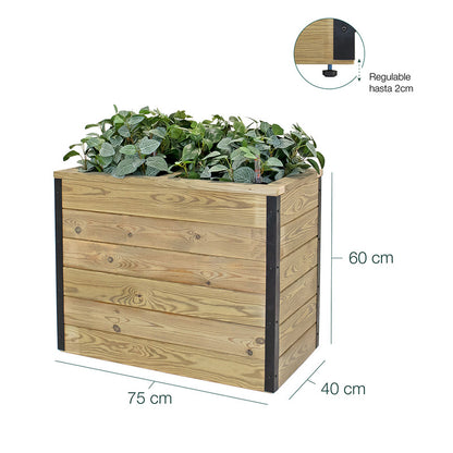 Jardinera De Madera Con Autorriego 75x40x60 Cm Nidum Hortalia_5