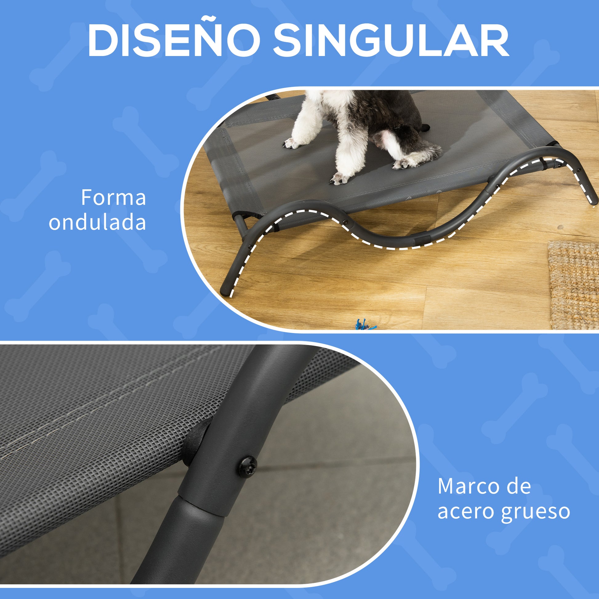 Pawhut Cama Elevada Para Perros Con Tela Malla Marco Curvo De Acero 92x55,5x21cm_5