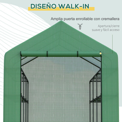 Outsunny Invernadero Pequeño Con Estantes De 4 Niveles 244x180x210 Cm Verde_4
