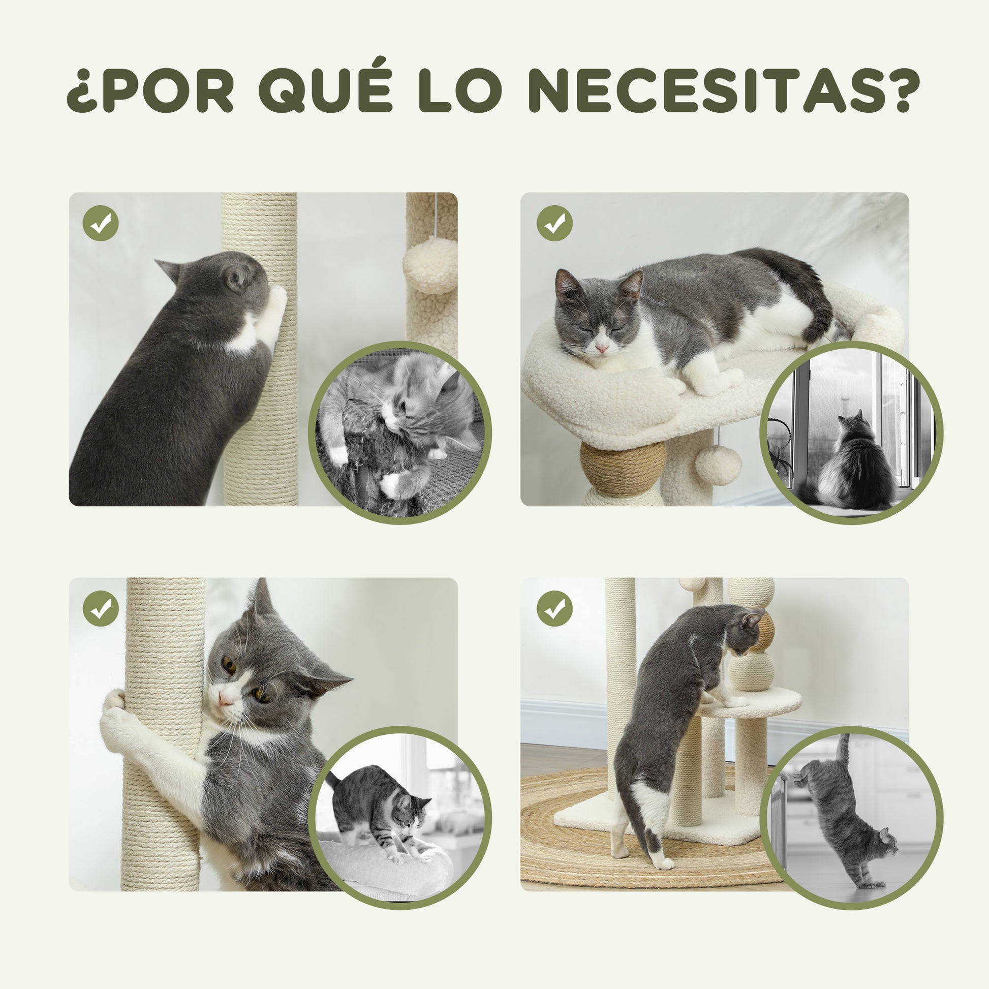 Pawhut Árbol Rascador Para Gatos Altura 76 Cm Revestimiento De Borreguillo Beige_5