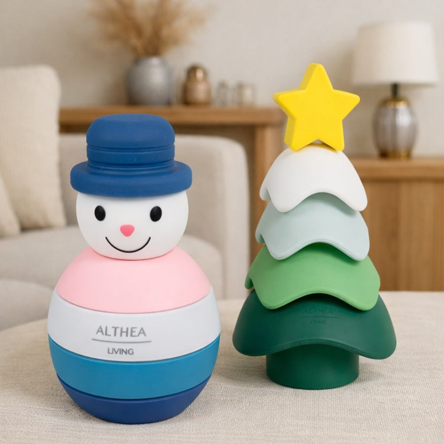 Juguete Apilable Educativo De Silicona Para Bebé · Set Sensorial · Diseño Navideño Althea Living Multicolor_2